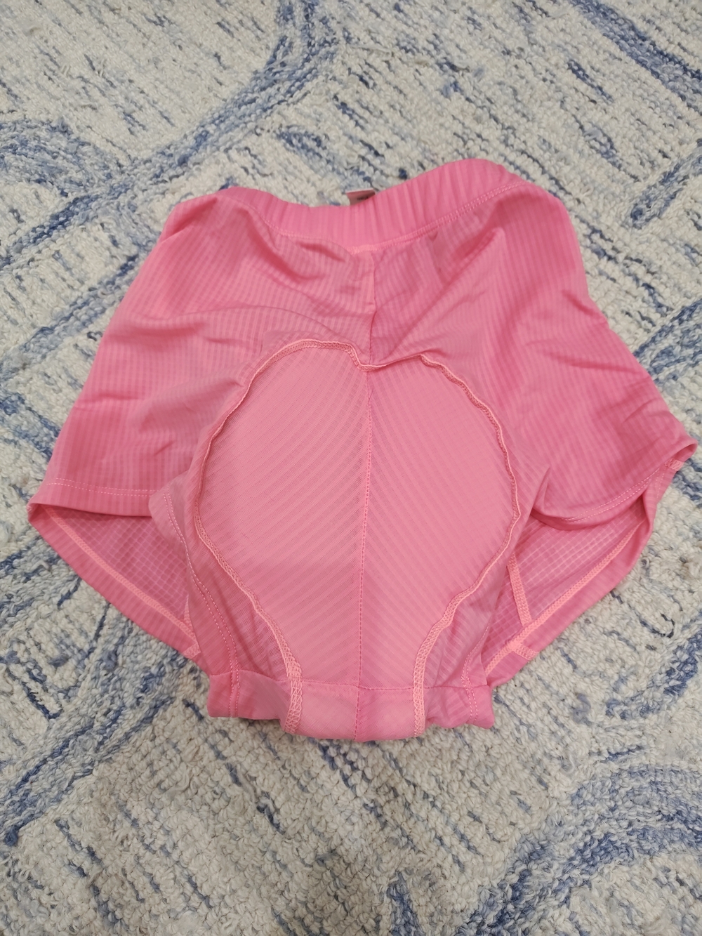 Women’s Pink Ribbed Padded Cycling Shorts - Lightweight Support - Picture 2 of 4